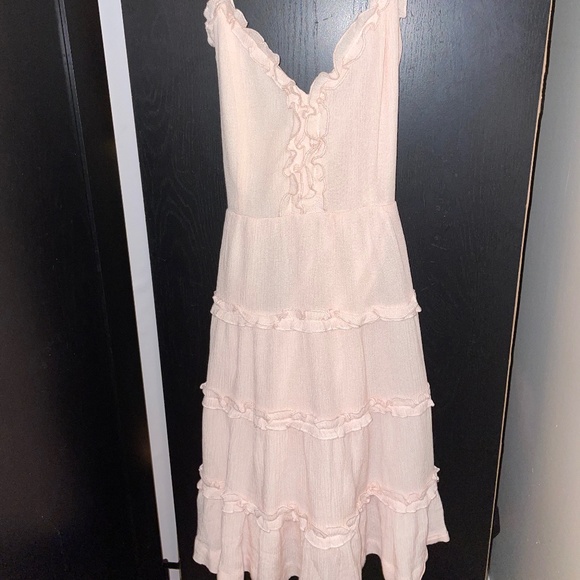 Blush pink babydoll ruffle dress boho - Picture 5 of 5